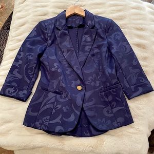 Beautiful rich blue jacket with jacquard design size 4